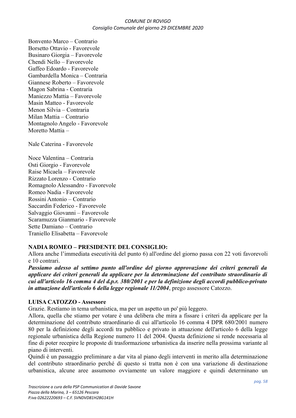 Pagina 58 del verbale