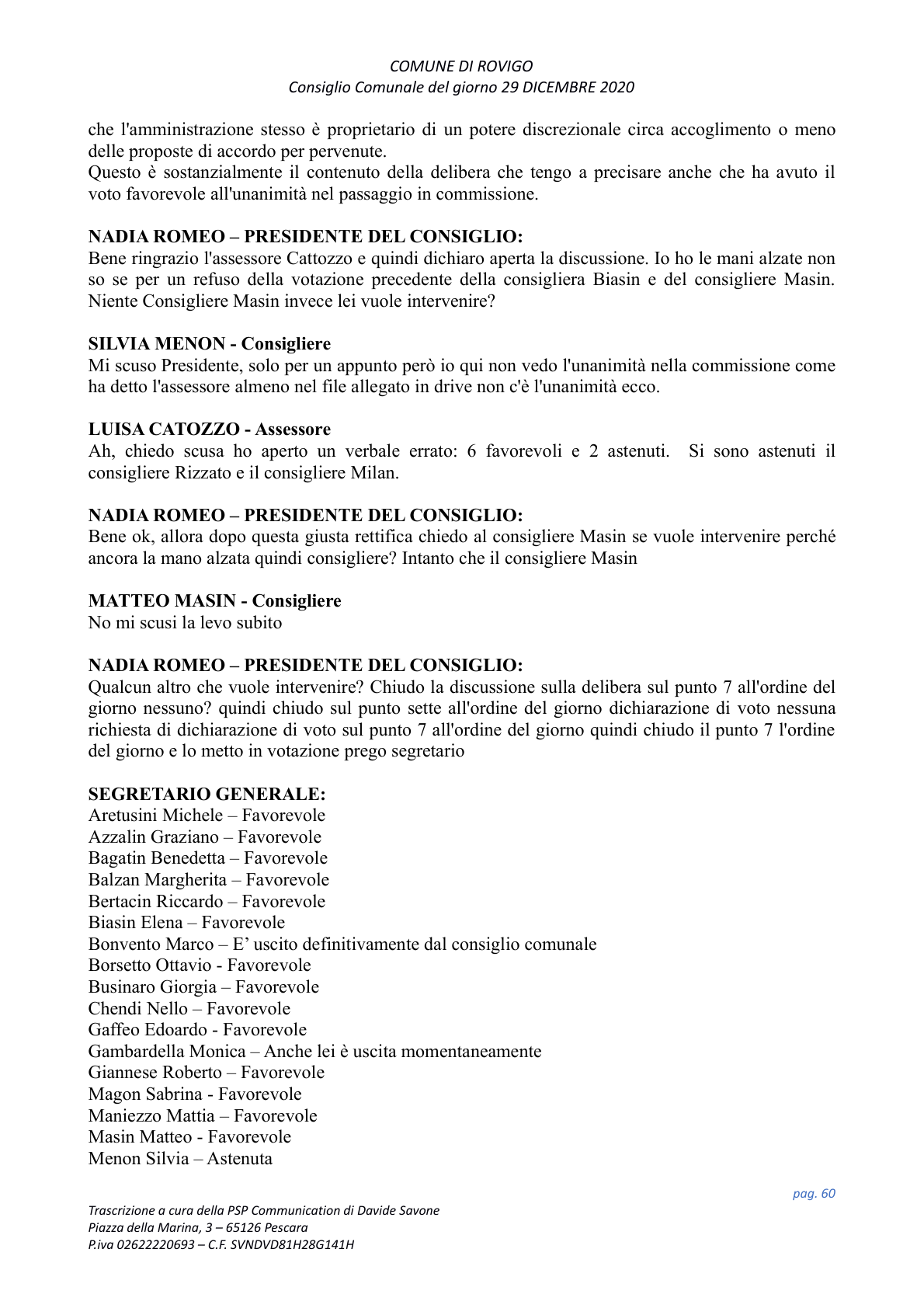 Pagina 60 del verbale