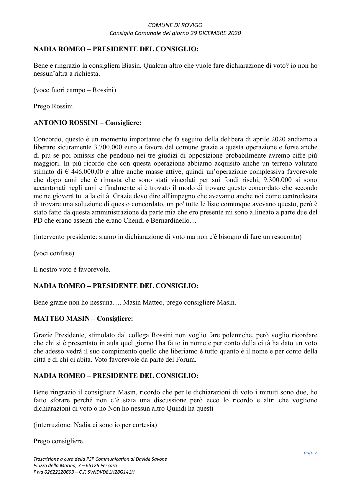 Pagina 7 del verbale