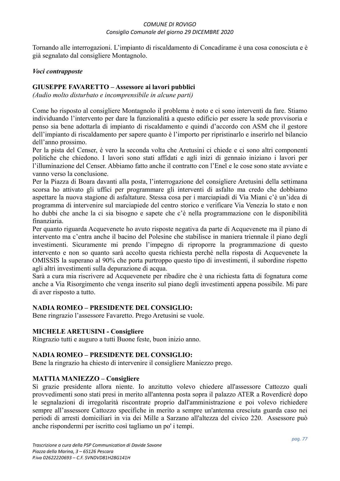 Pagina 77 del verbale