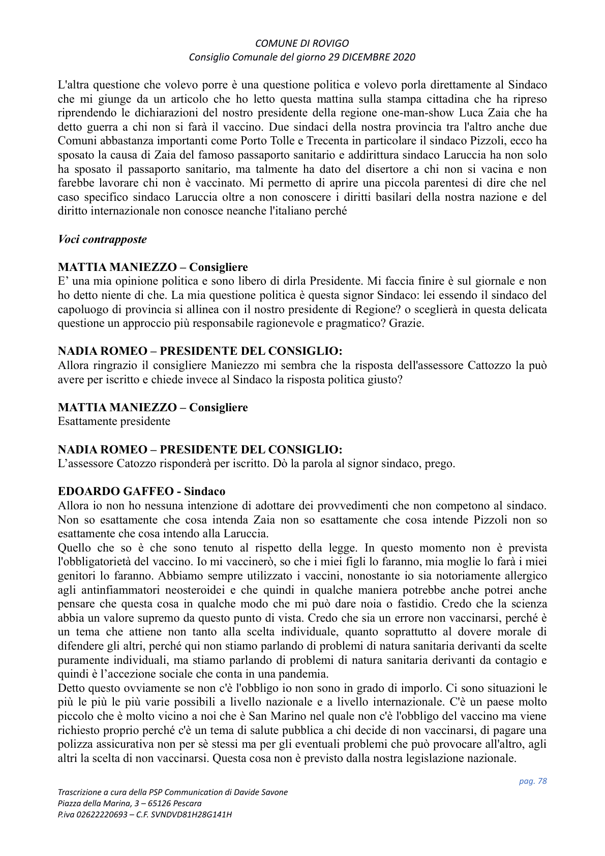 Pagina 78 del verbale