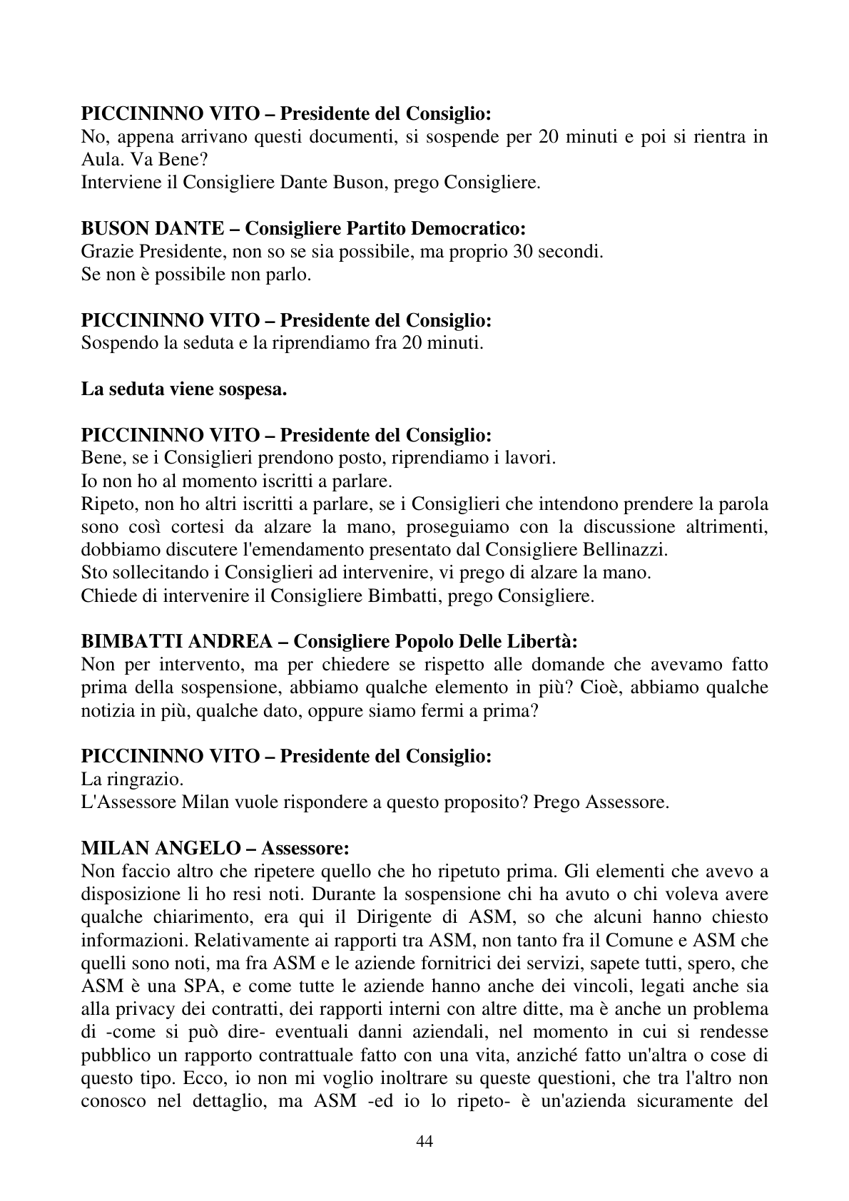 Pagina 44 del verbale