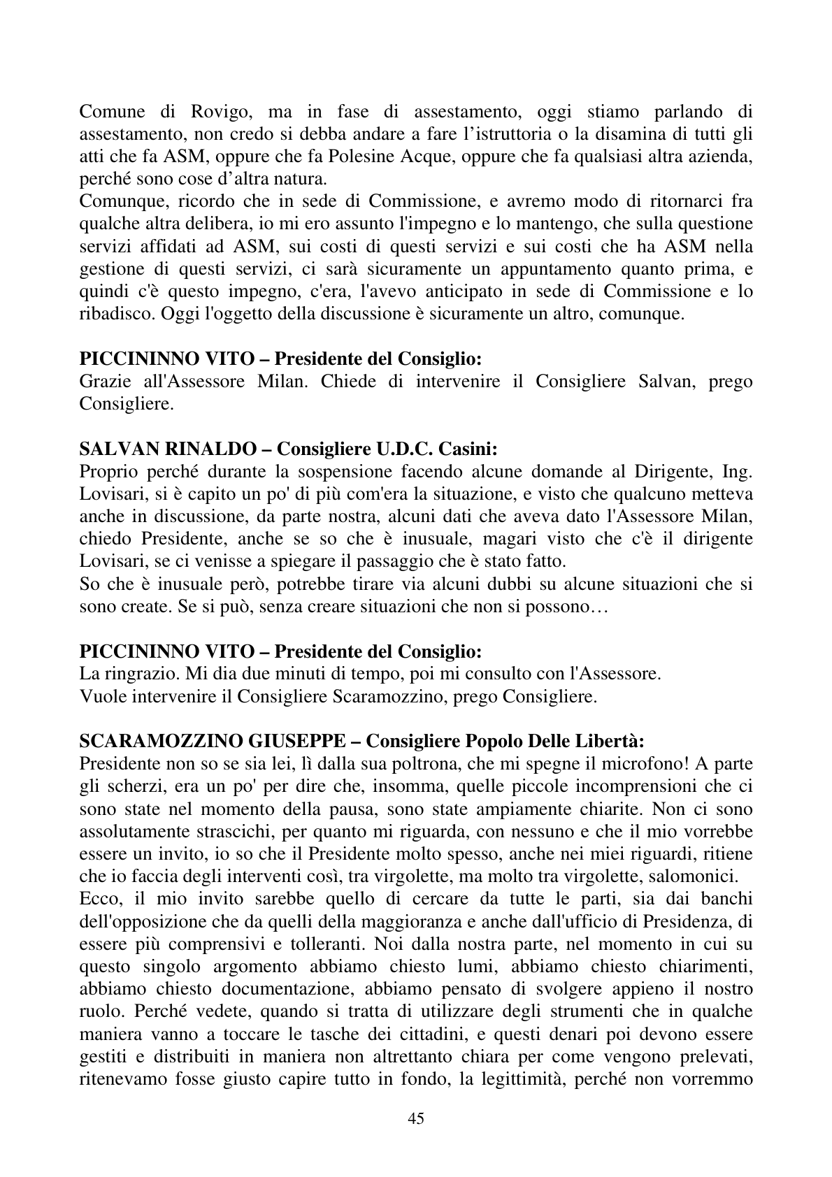 Pagina 45 del verbale