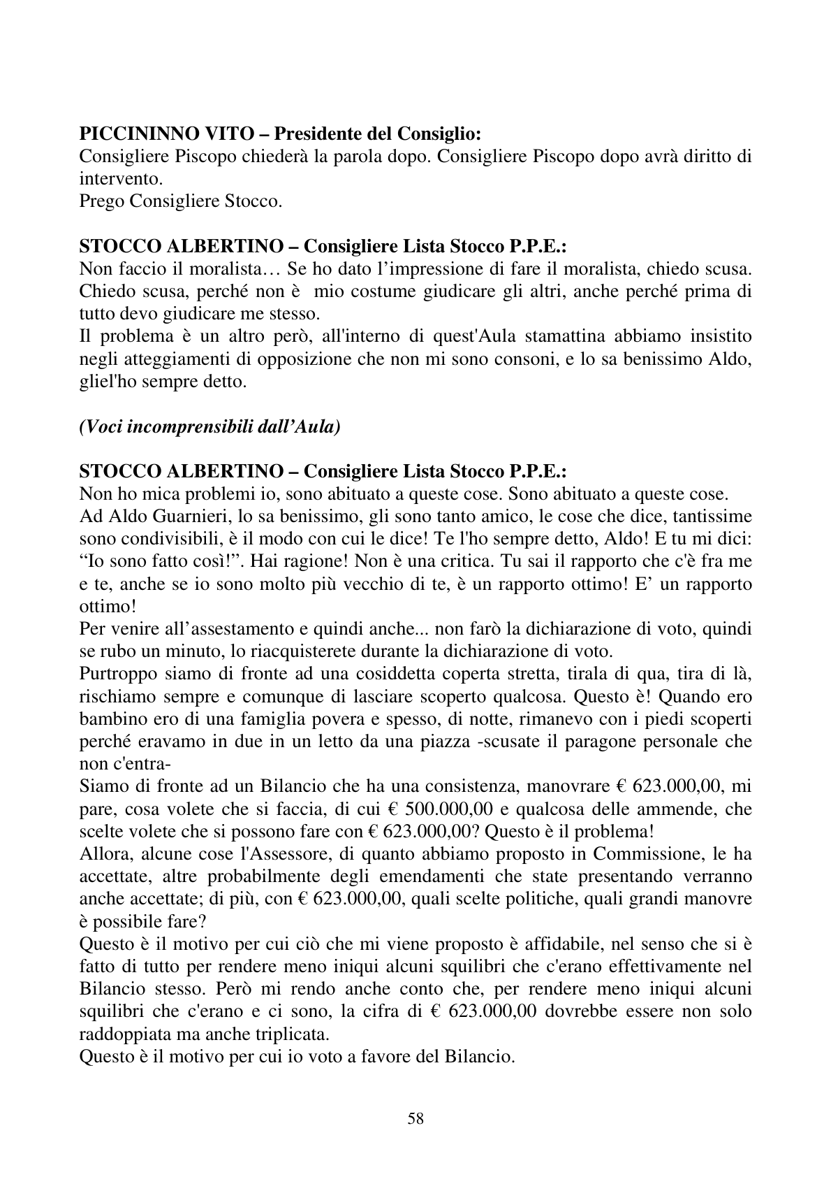 Pagina 58 del verbale