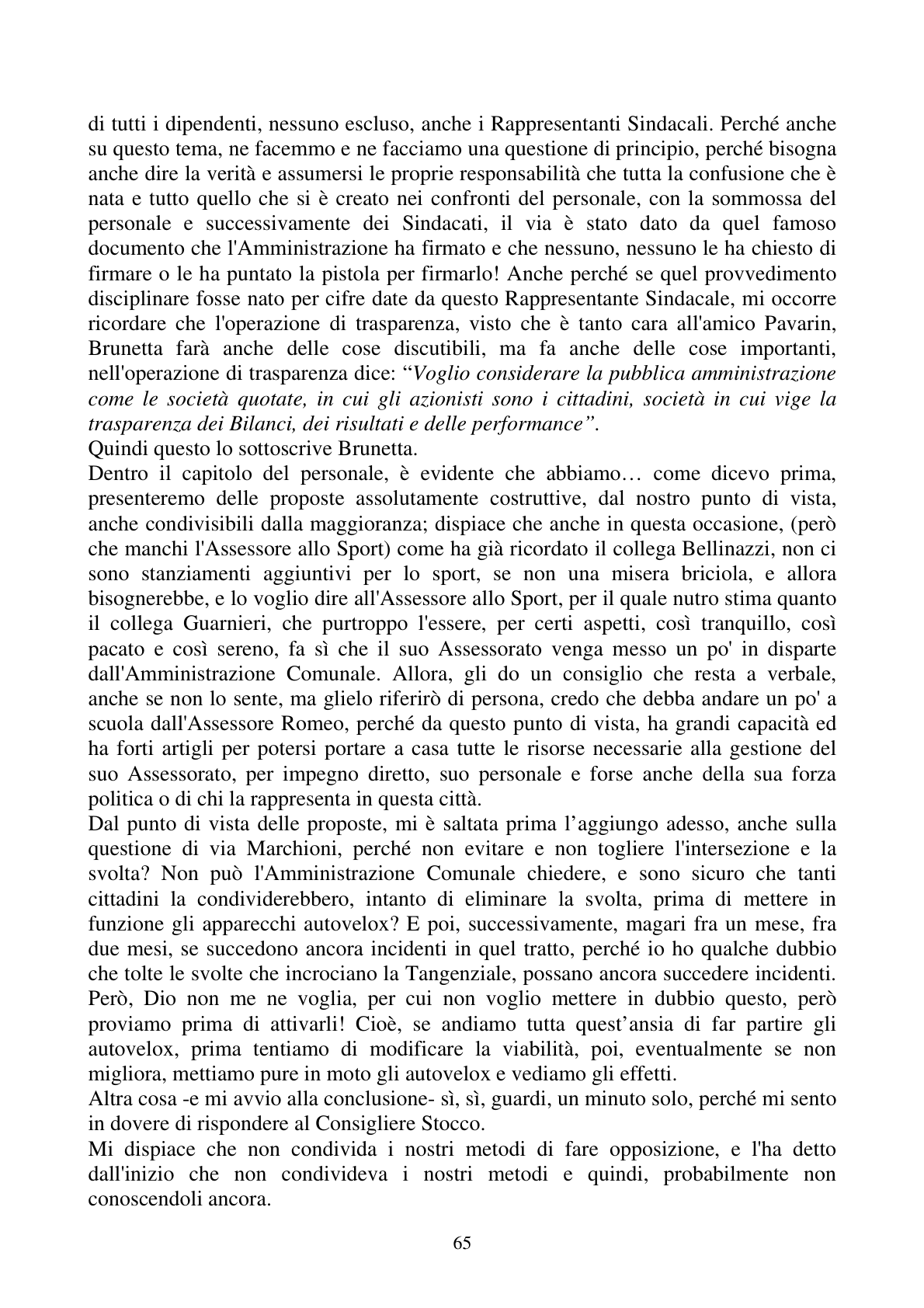 Pagina 65 del verbale