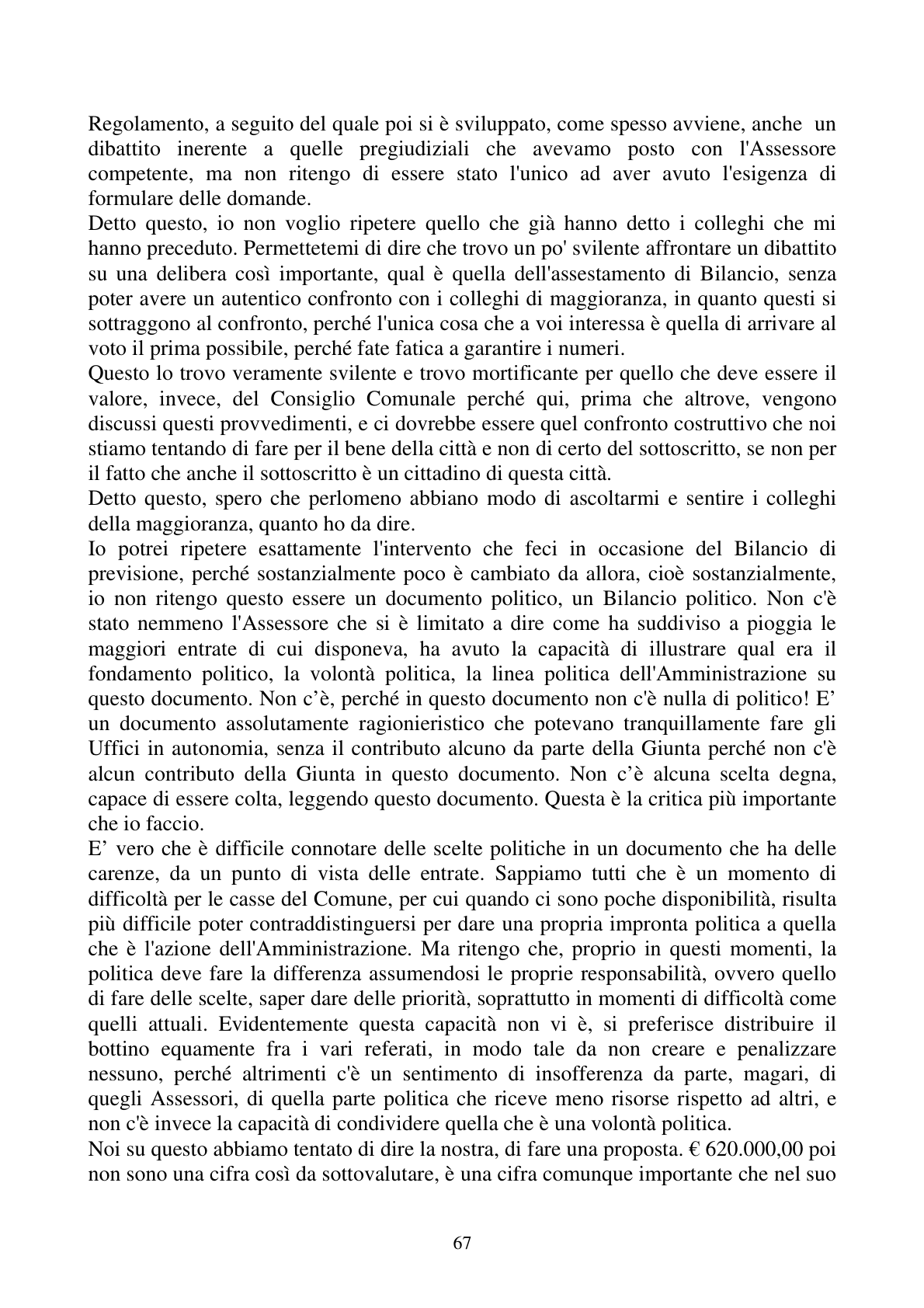 Pagina 67 del verbale