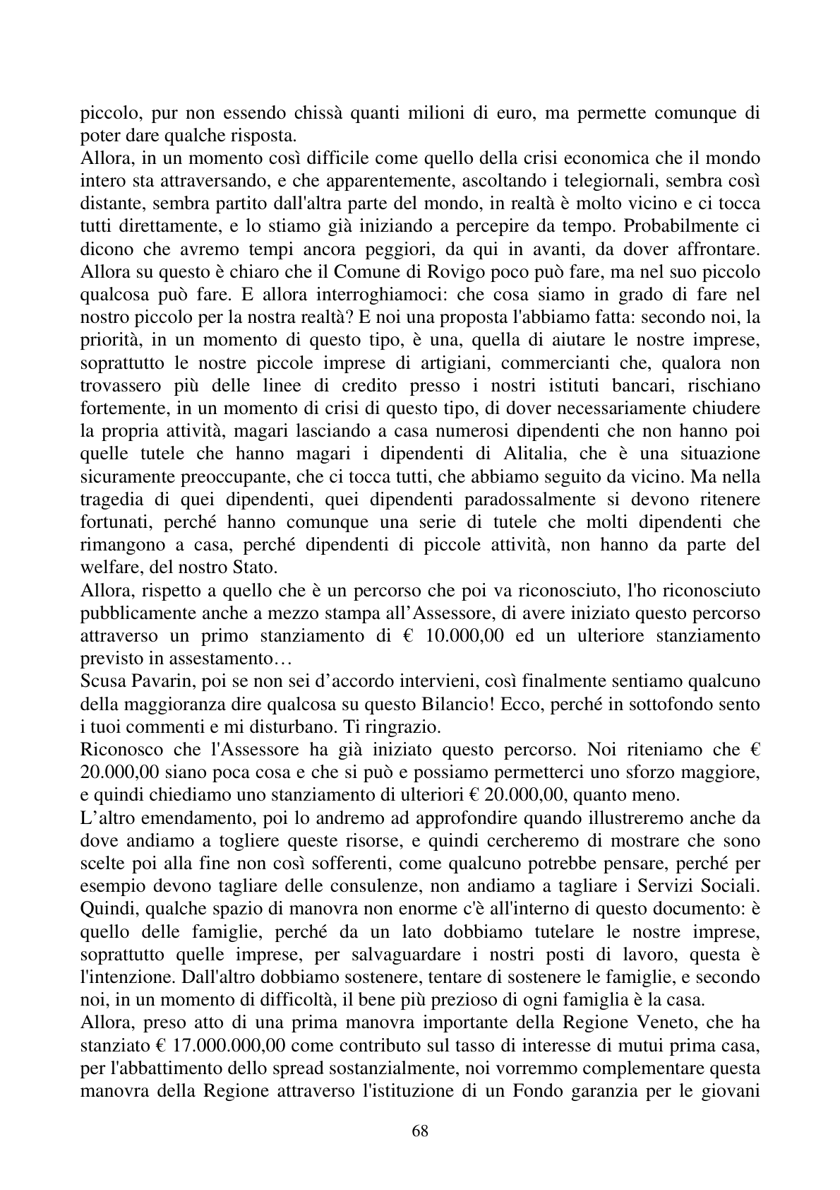 Pagina 68 del verbale