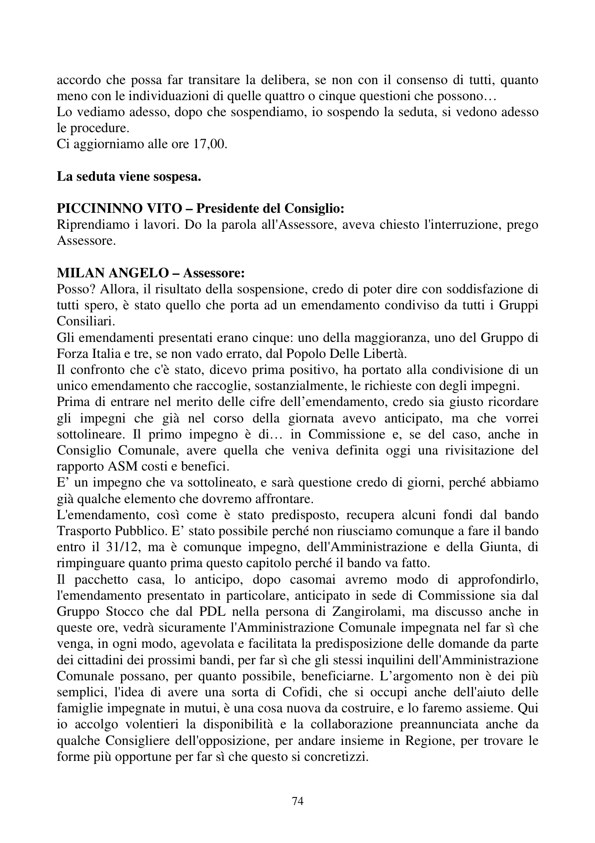 Pagina 74 del verbale
