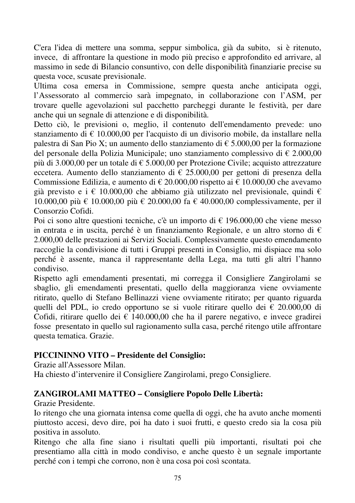 Pagina 75 del verbale