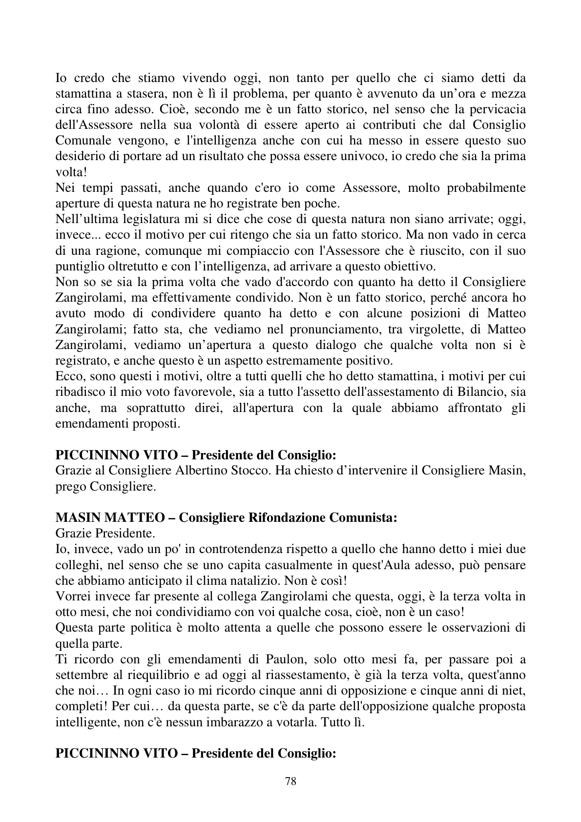 Pagina 78 del verbale