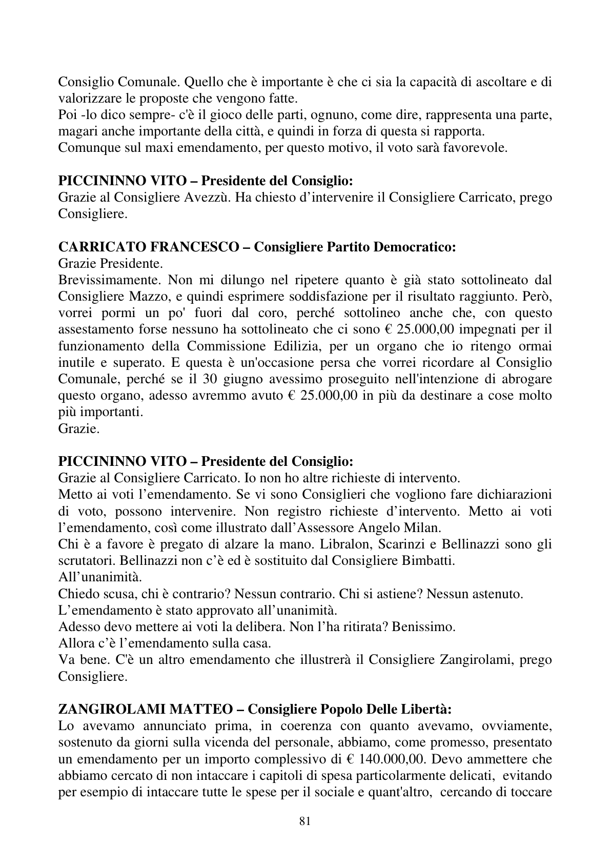 Pagina 81 del verbale
