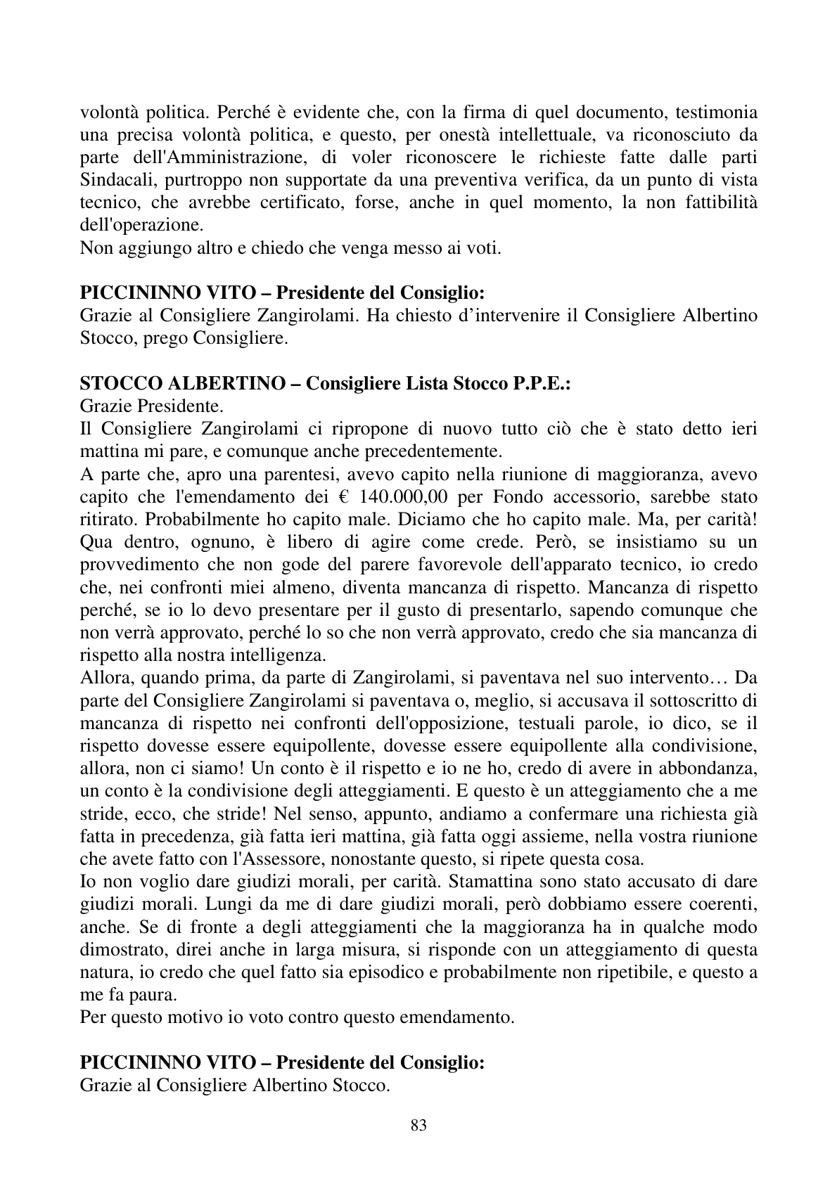 Pagina 83 del verbale