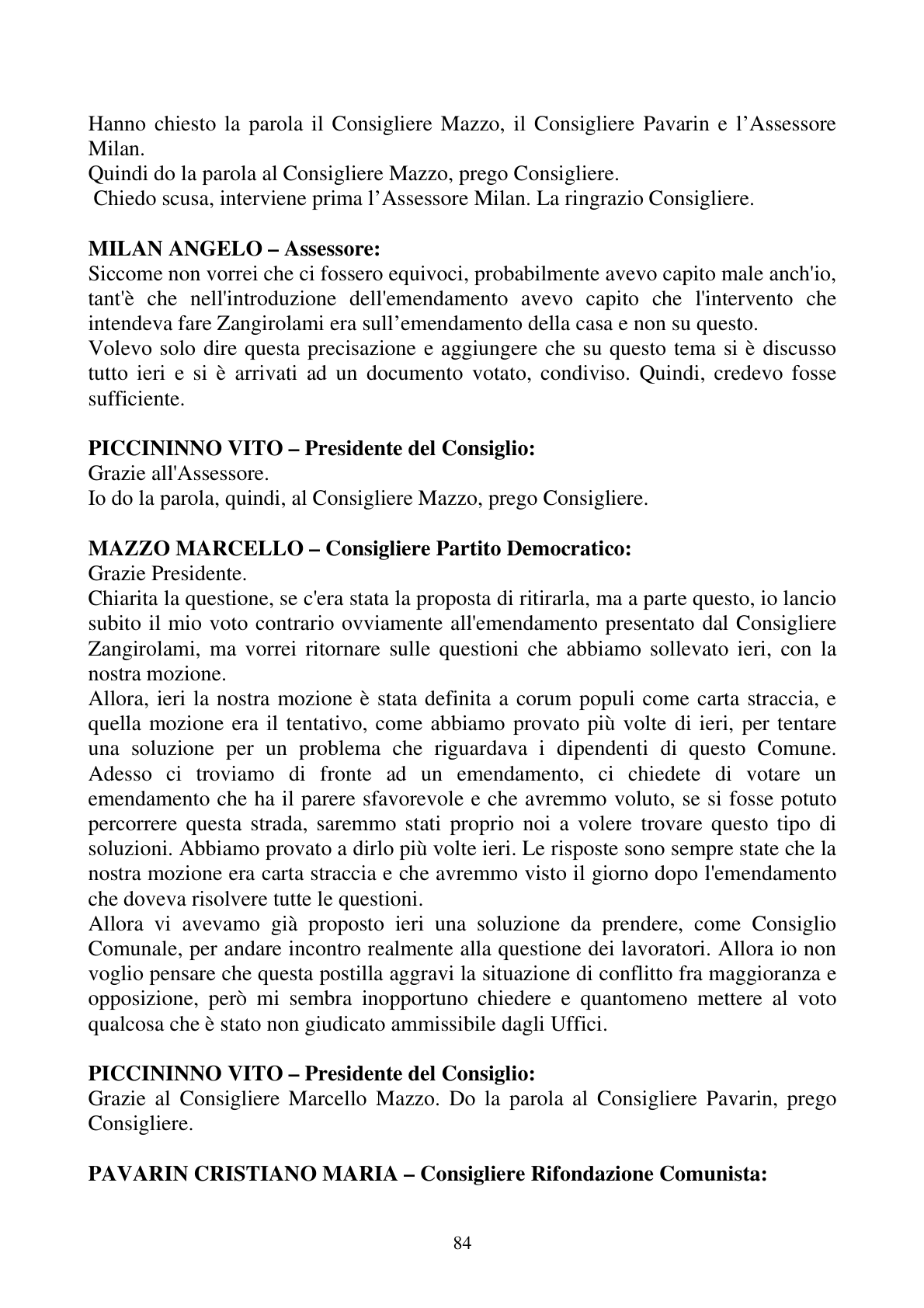 Pagina 84 del verbale