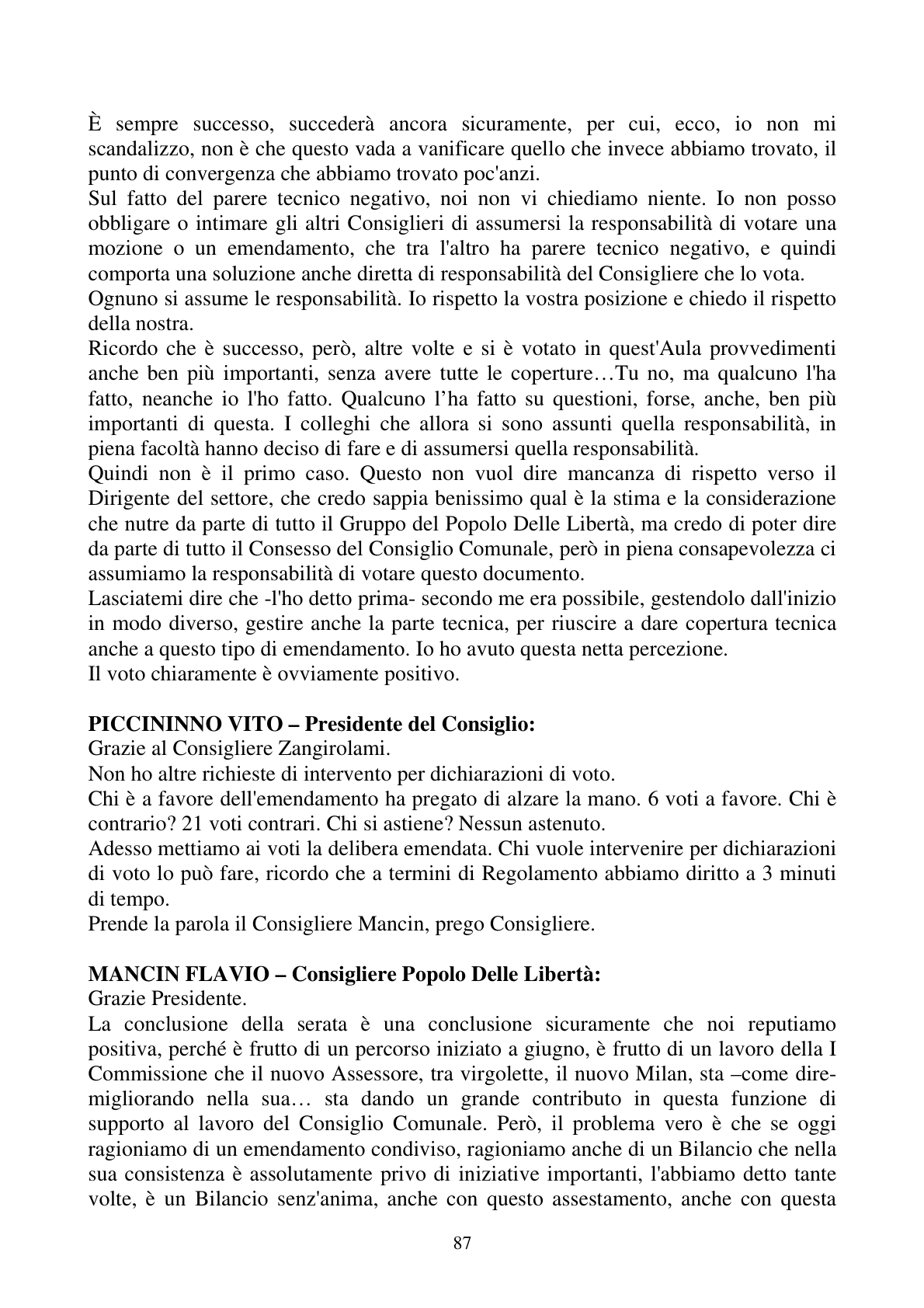 Pagina 87 del verbale