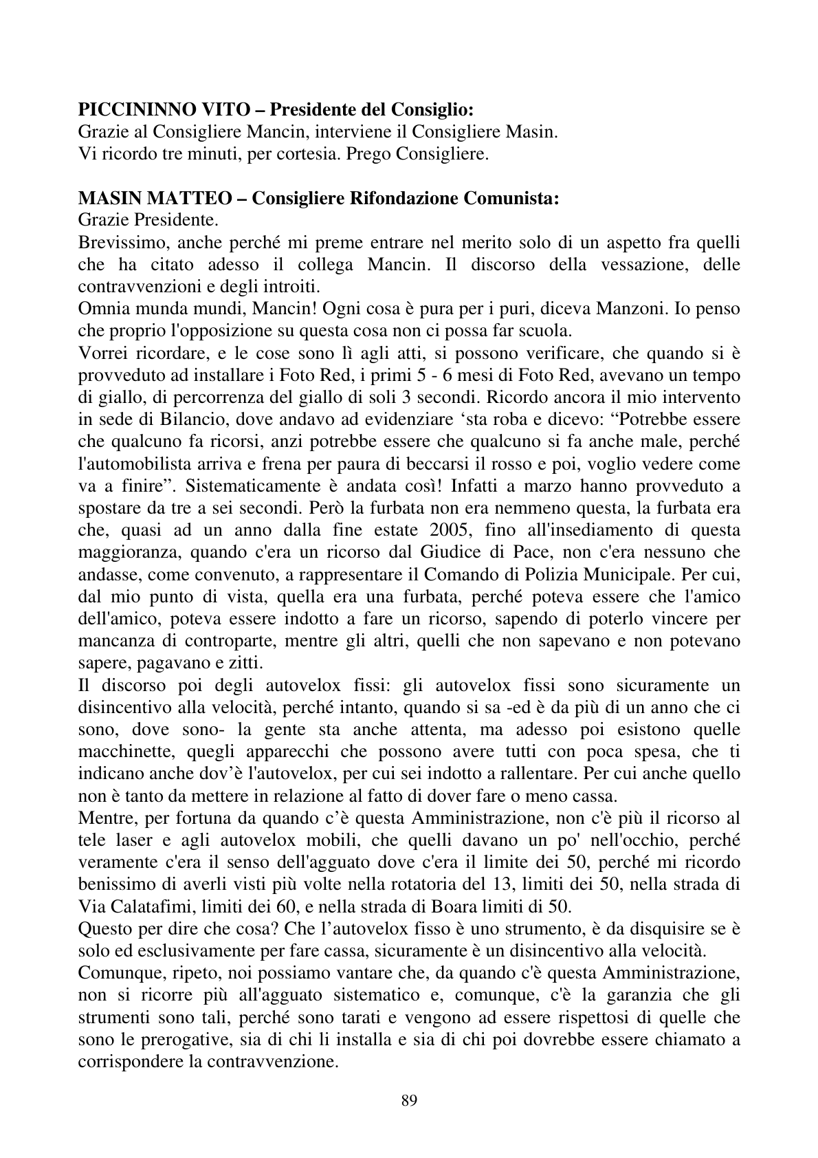 Pagina 89 del verbale