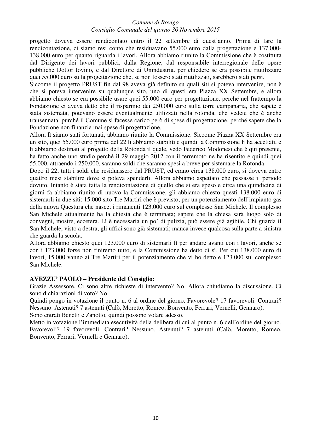 Pagina 10 del verbale