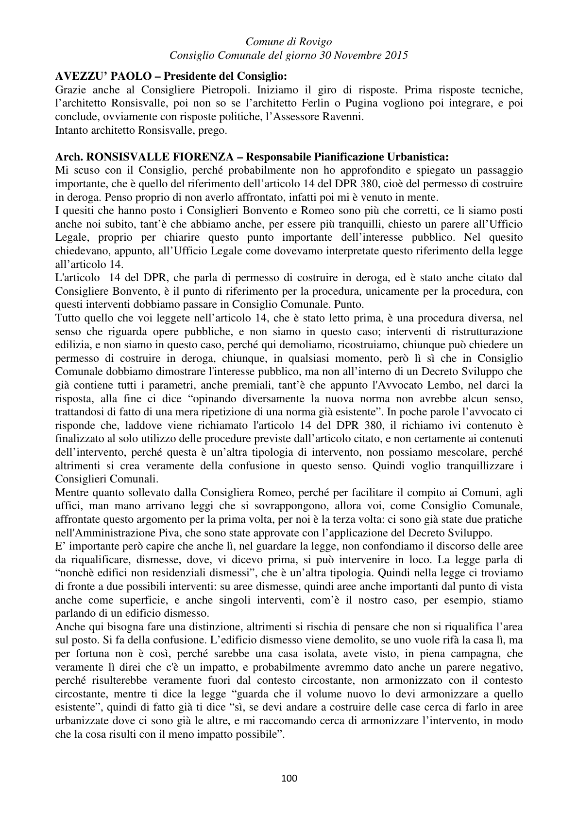 Pagina 100 del verbale