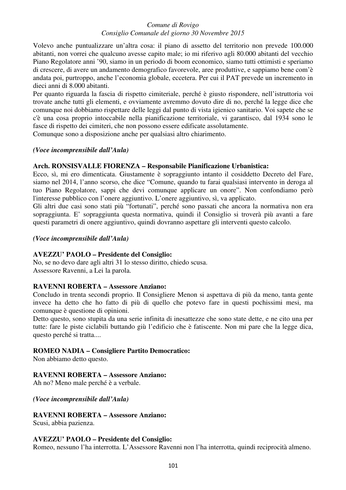 Pagina 101 del verbale