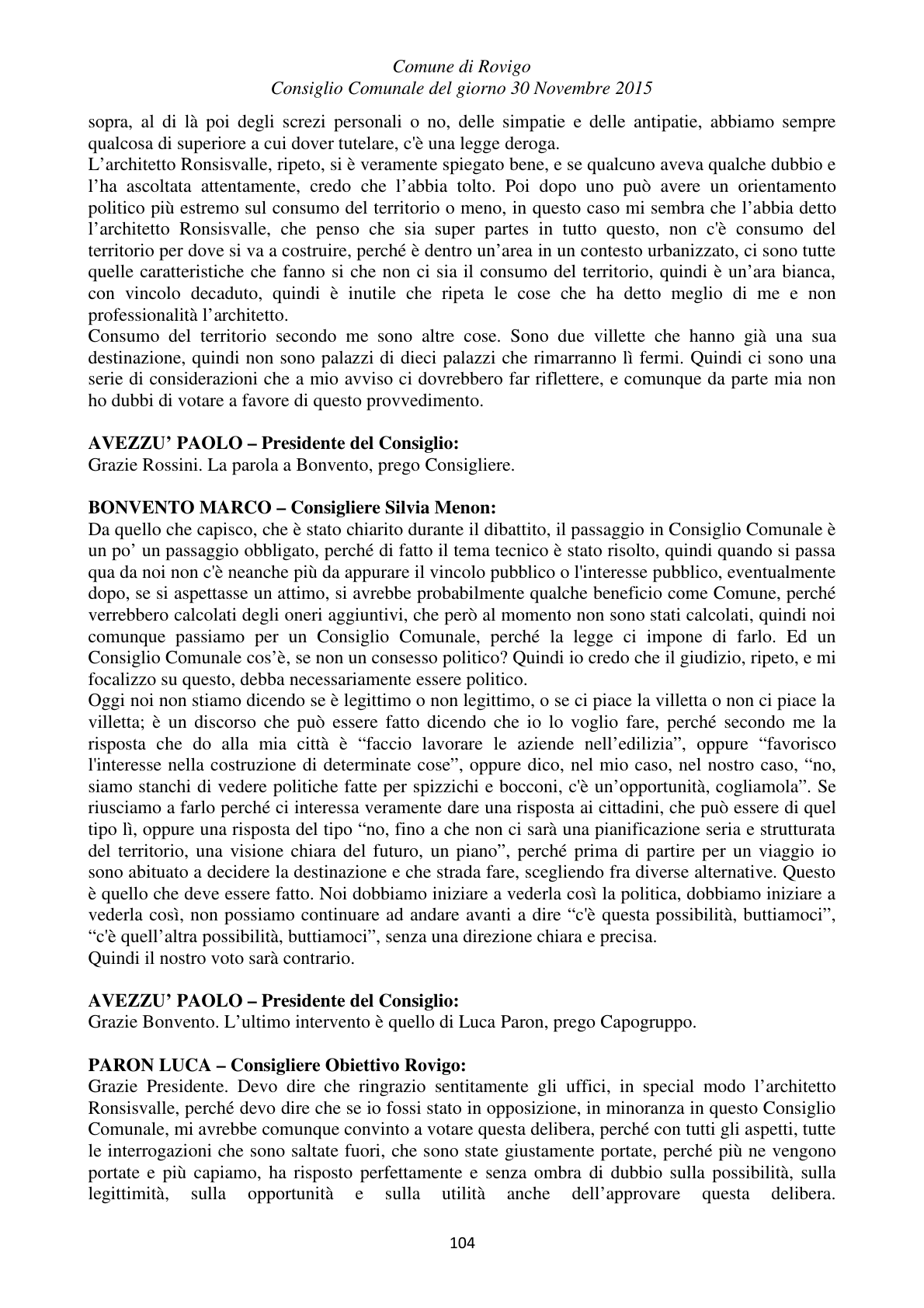 Pagina 104 del verbale