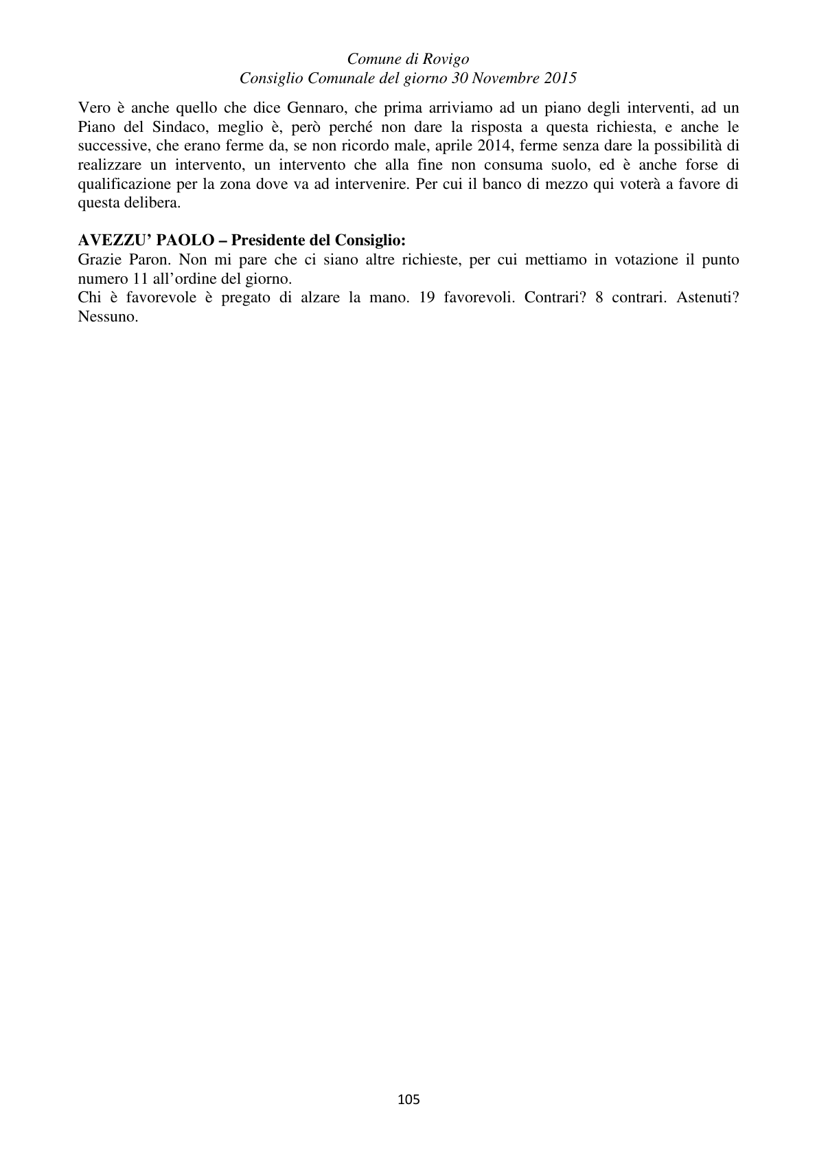 Pagina 105 del verbale