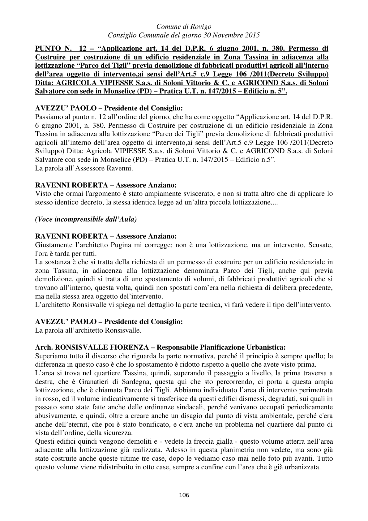 Pagina 106 del verbale