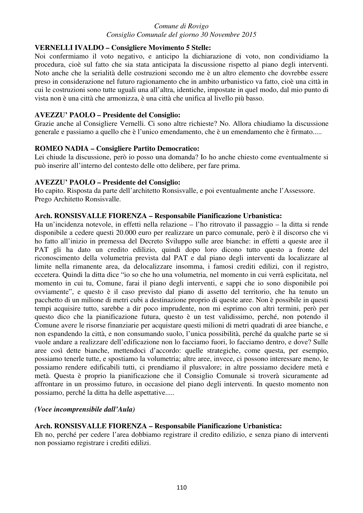 Pagina 110 del verbale