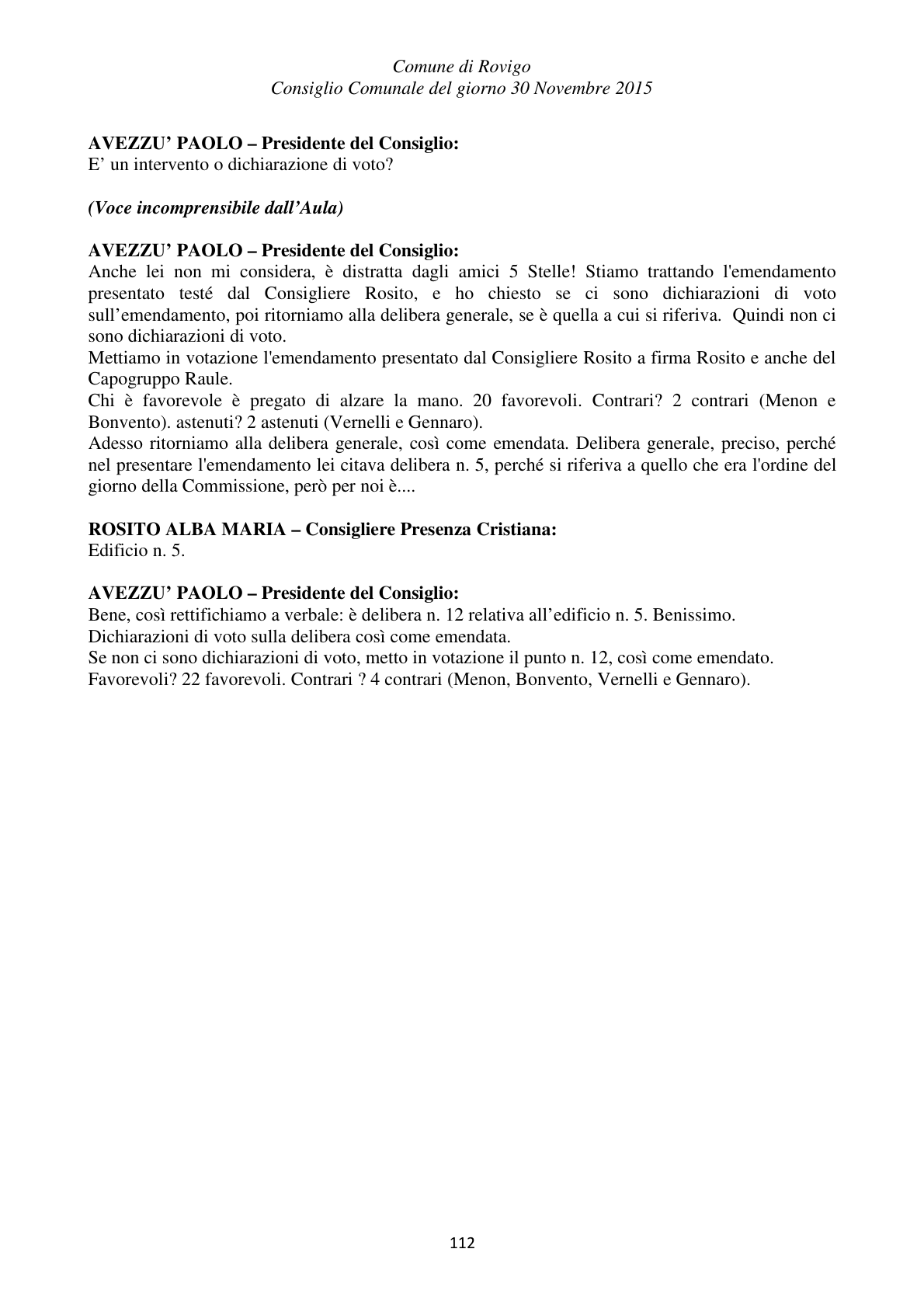 Pagina 112 del verbale