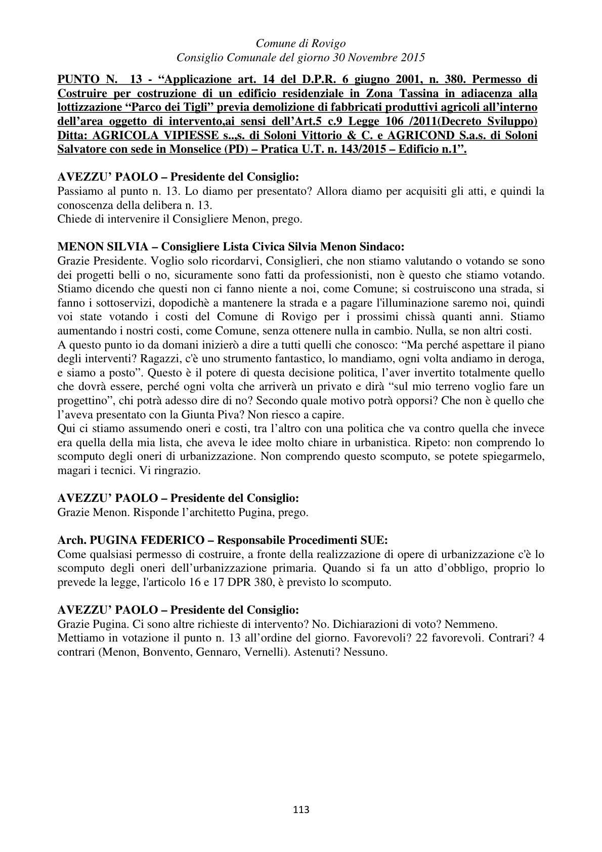 Pagina 113 del verbale