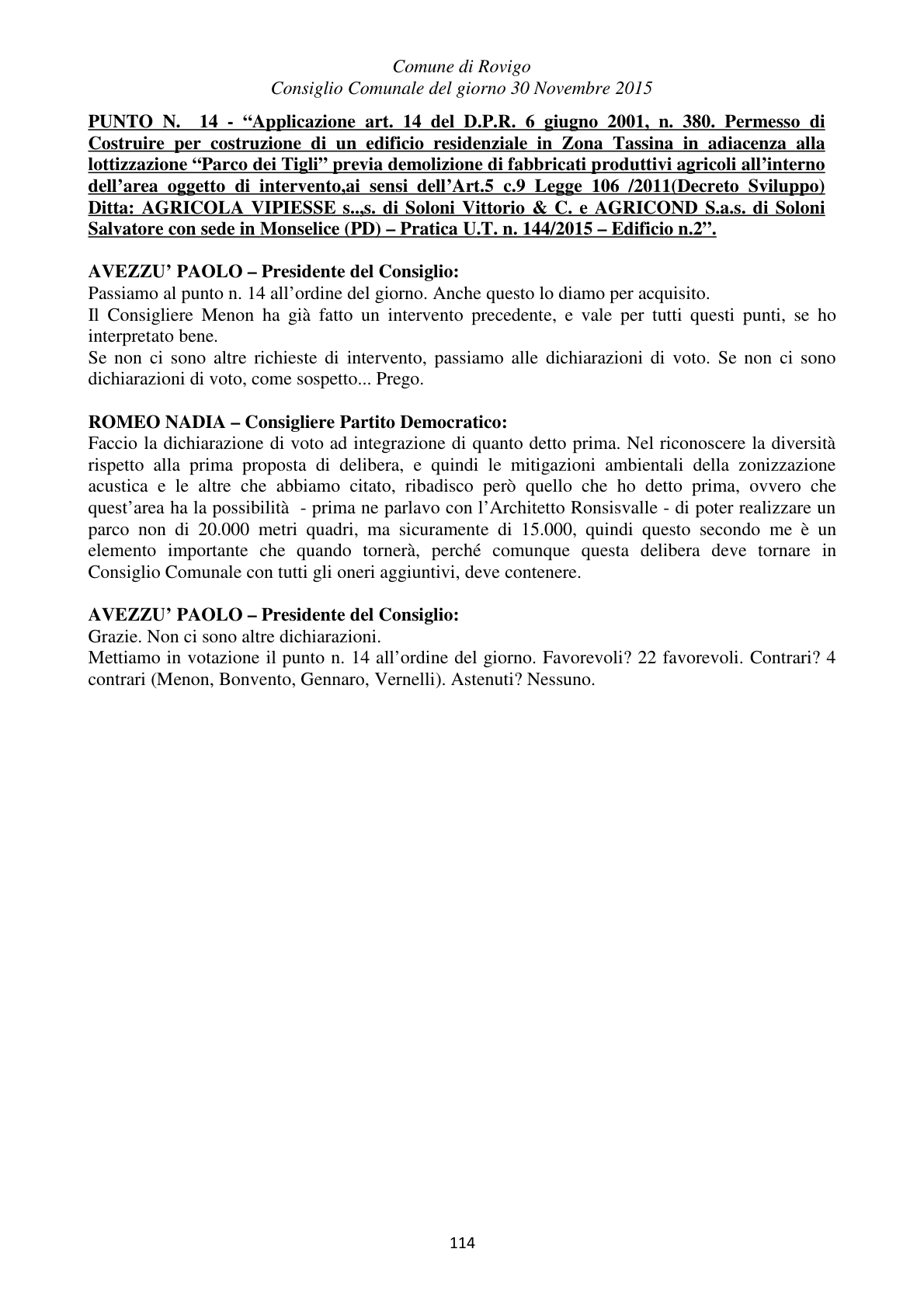 Pagina 114 del verbale