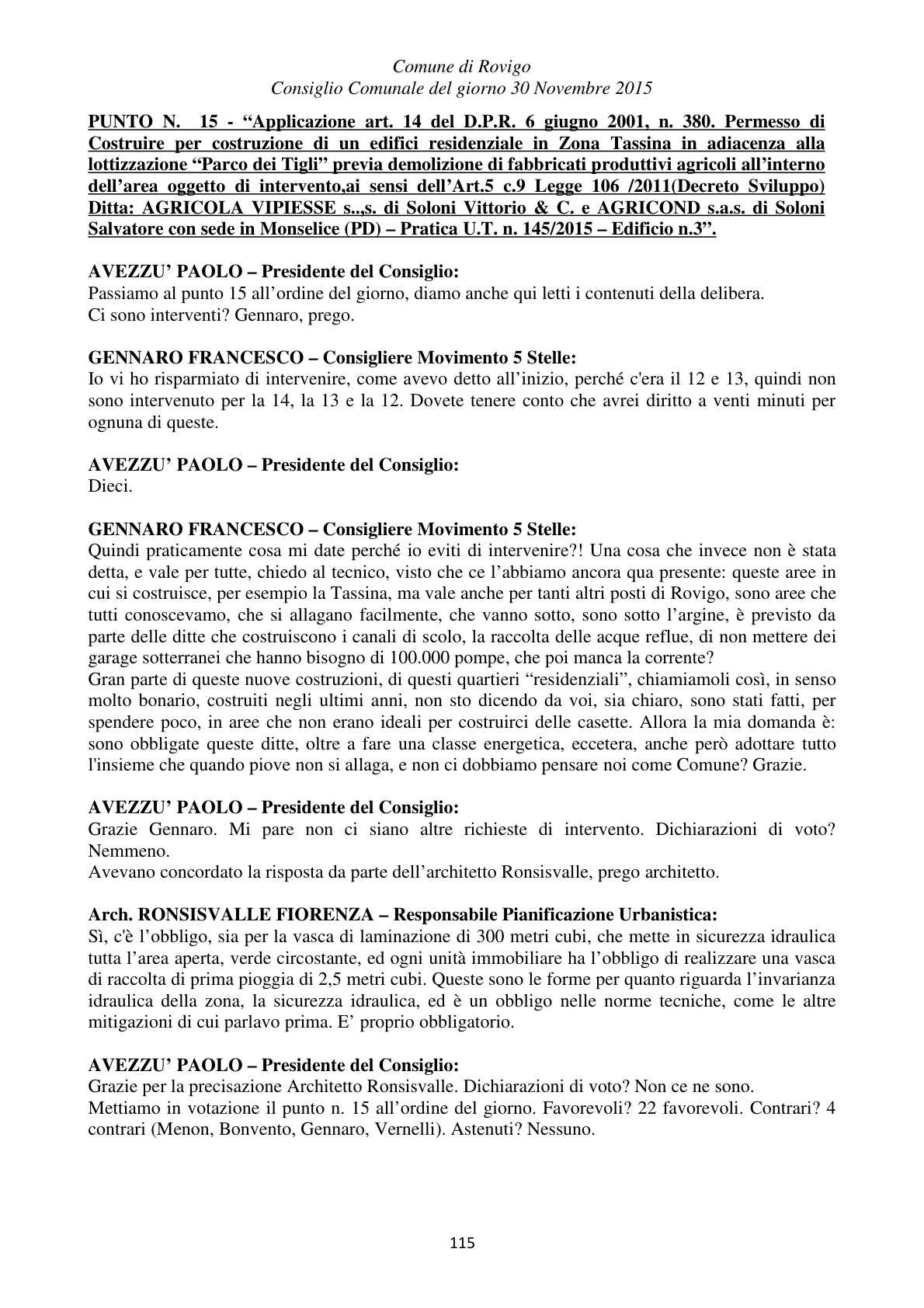 Pagina 115 del verbale