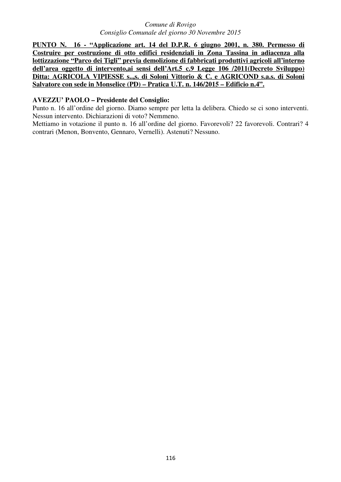Pagina 116 del verbale