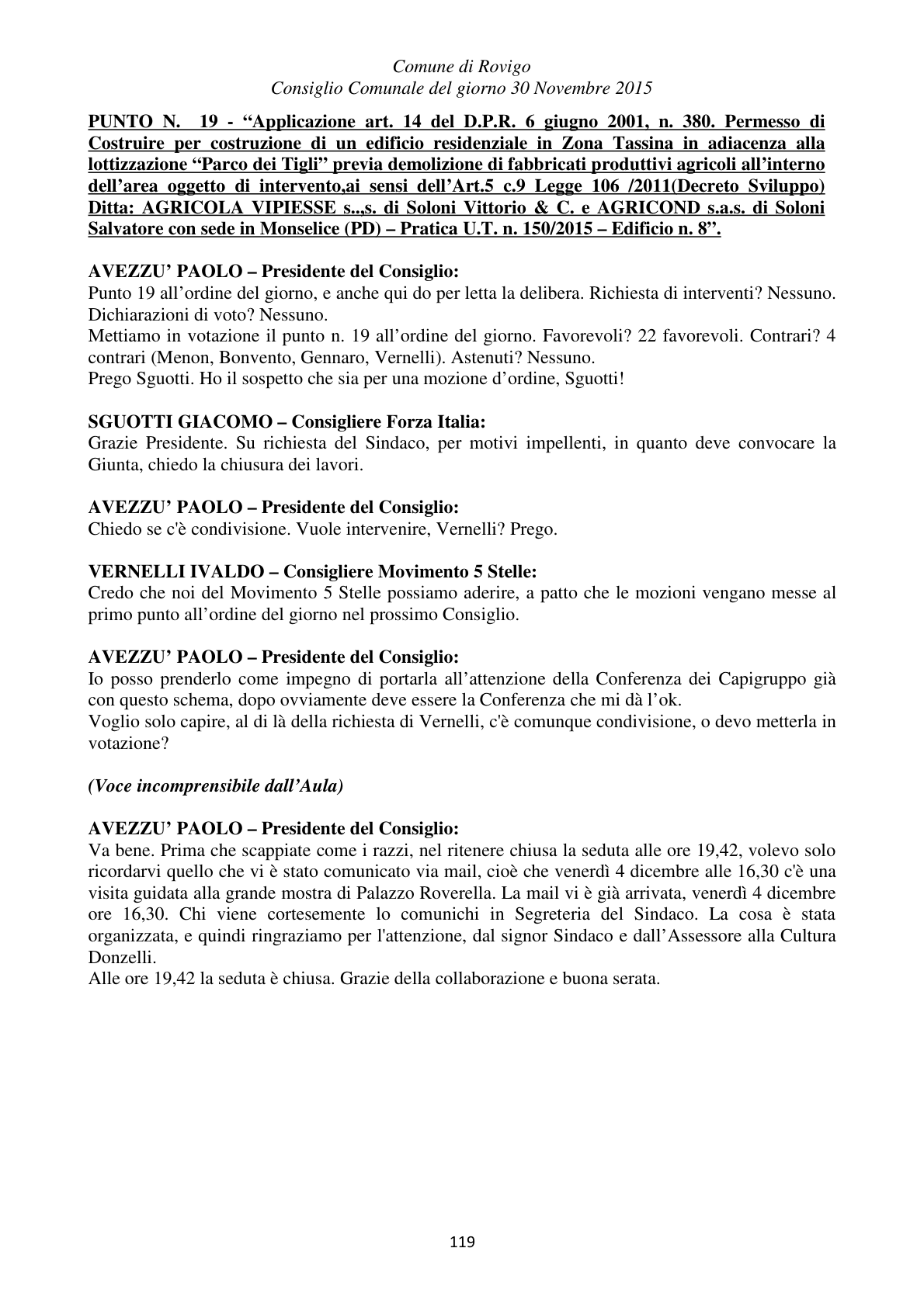 Pagina 119 del verbale