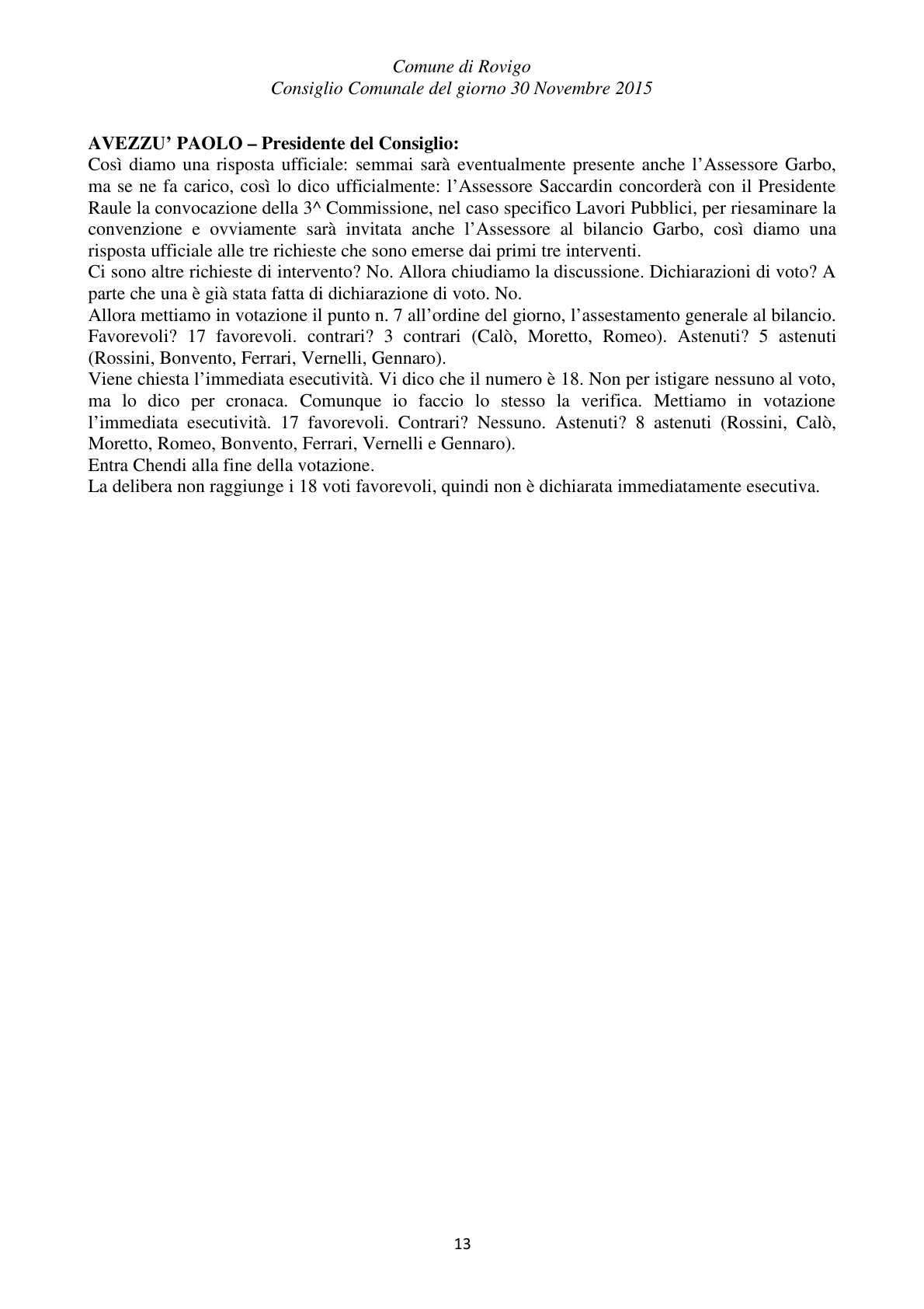 Pagina 13 del verbale