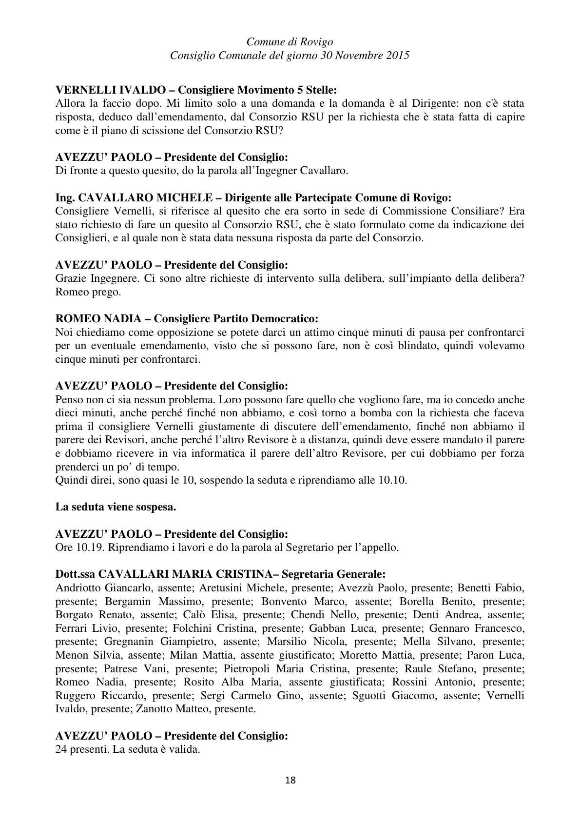 Pagina 18 del verbale