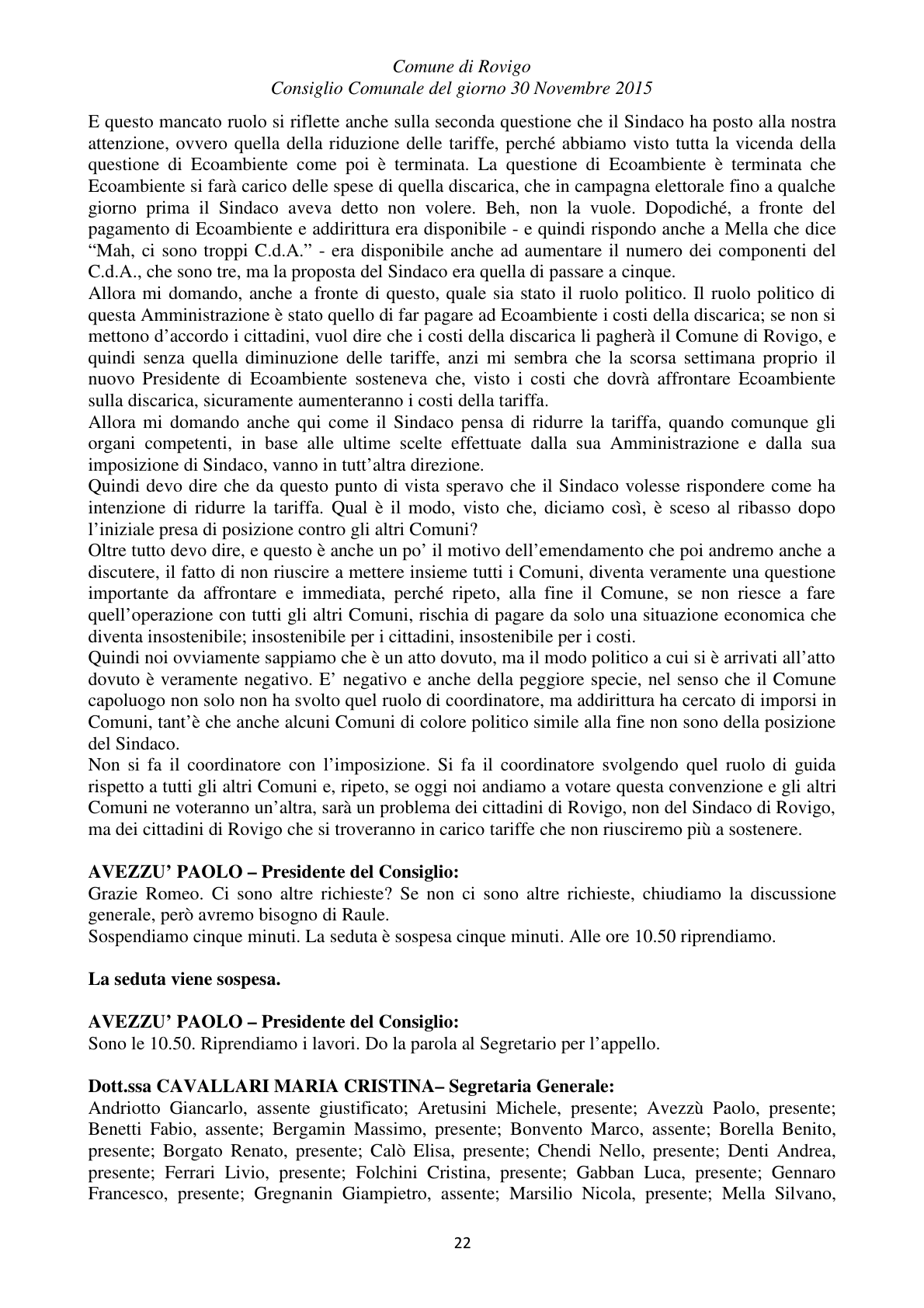 Pagina 22 del verbale