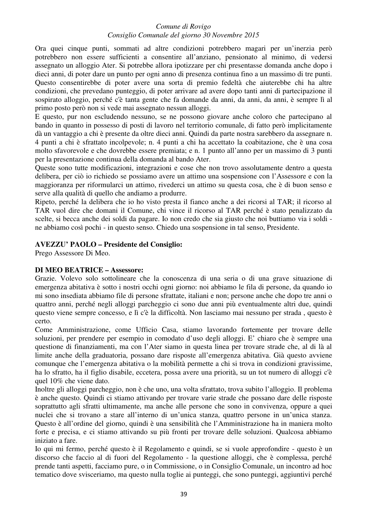 Pagina 39 del verbale