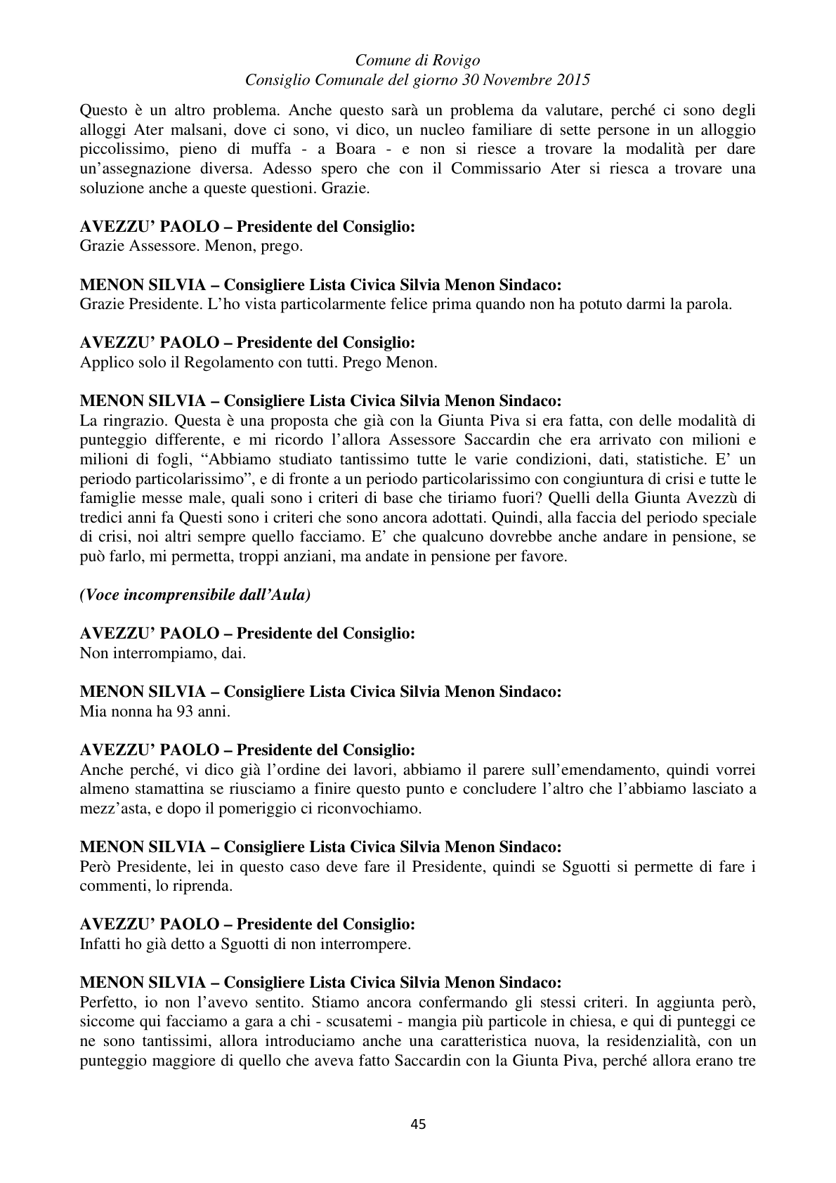 Pagina 45 del verbale