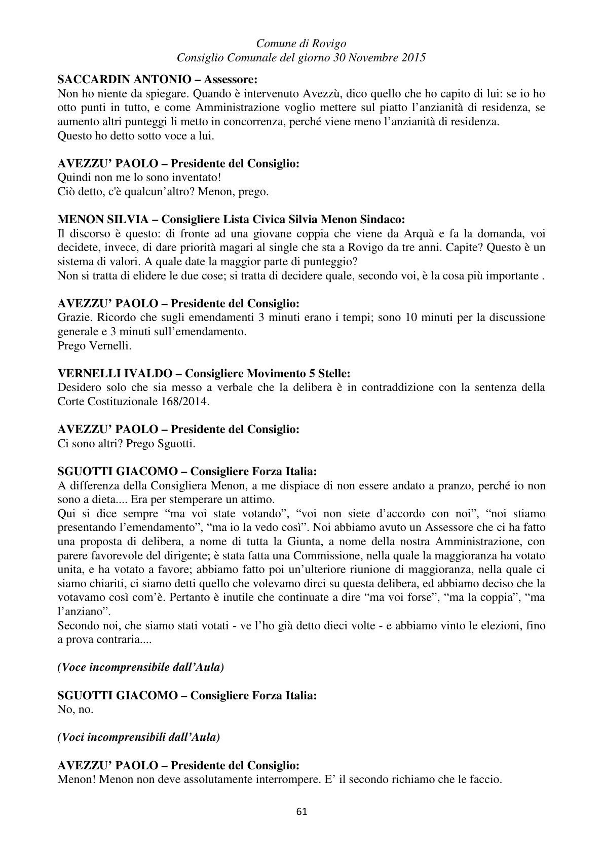 Pagina 61 del verbale