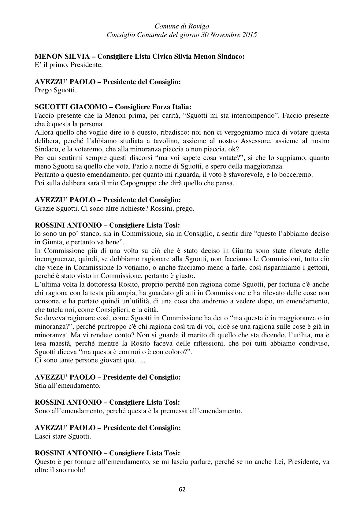 Pagina 62 del verbale