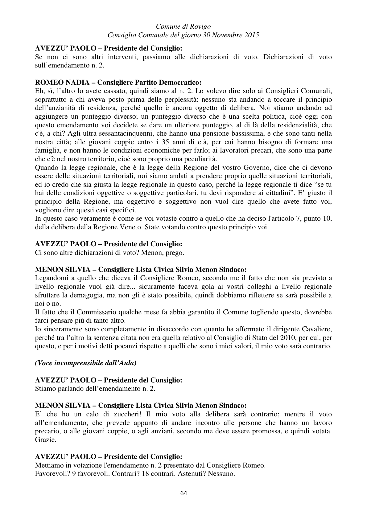 Pagina 64 del verbale