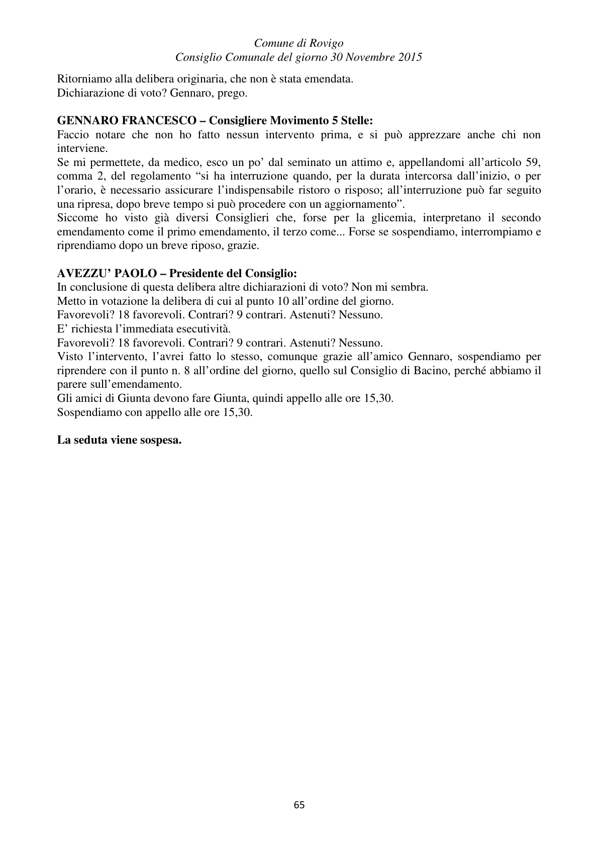 Pagina 65 del verbale