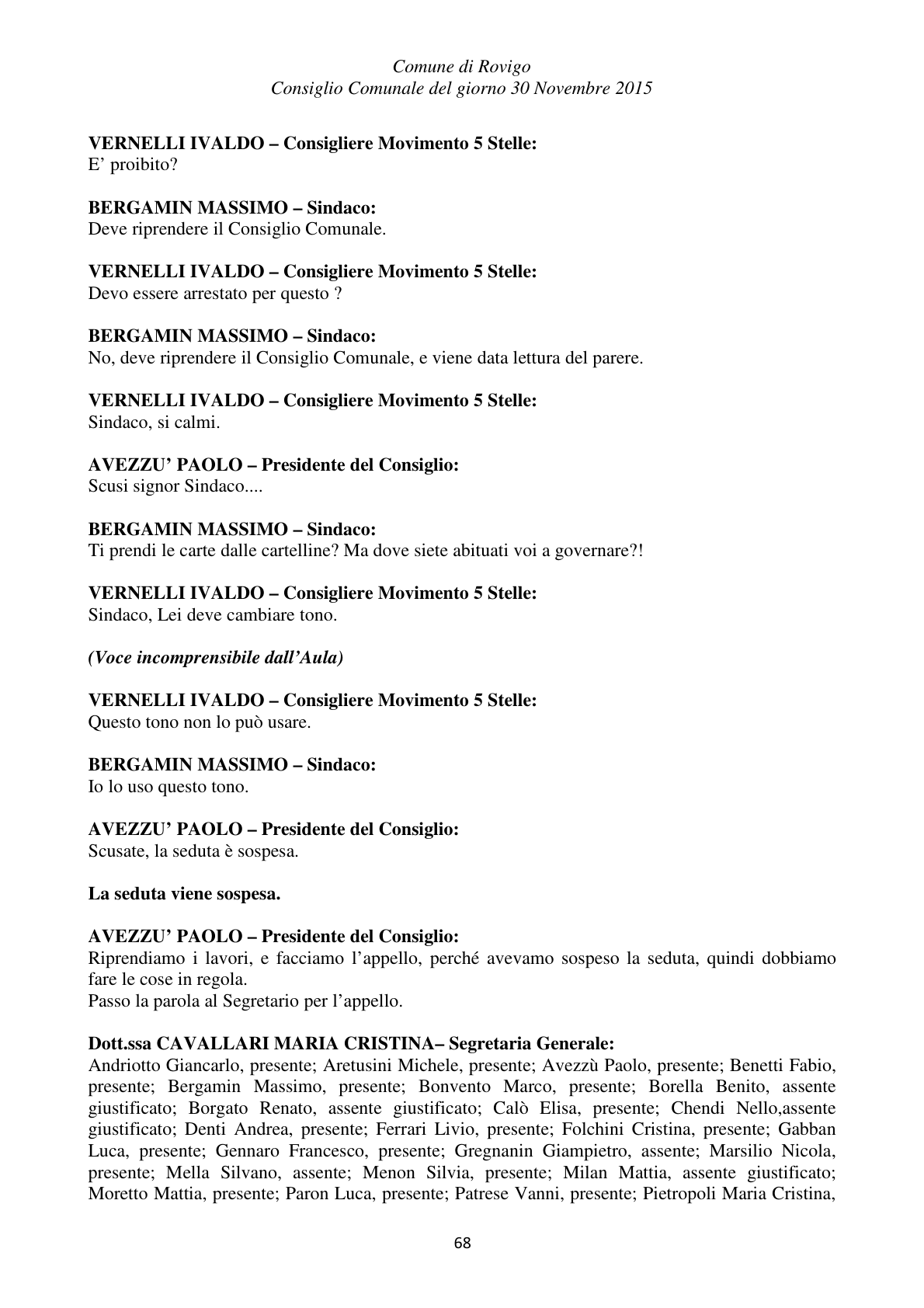 Pagina 68 del verbale