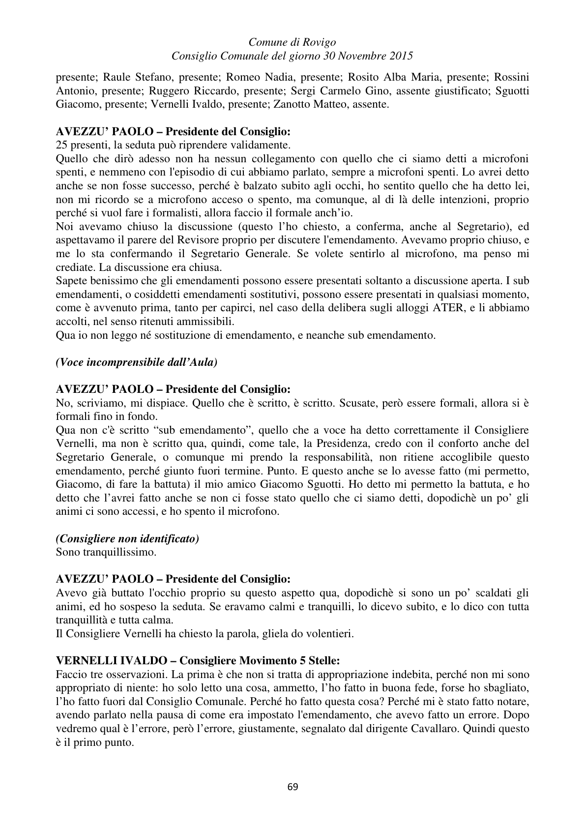 Pagina 69 del verbale