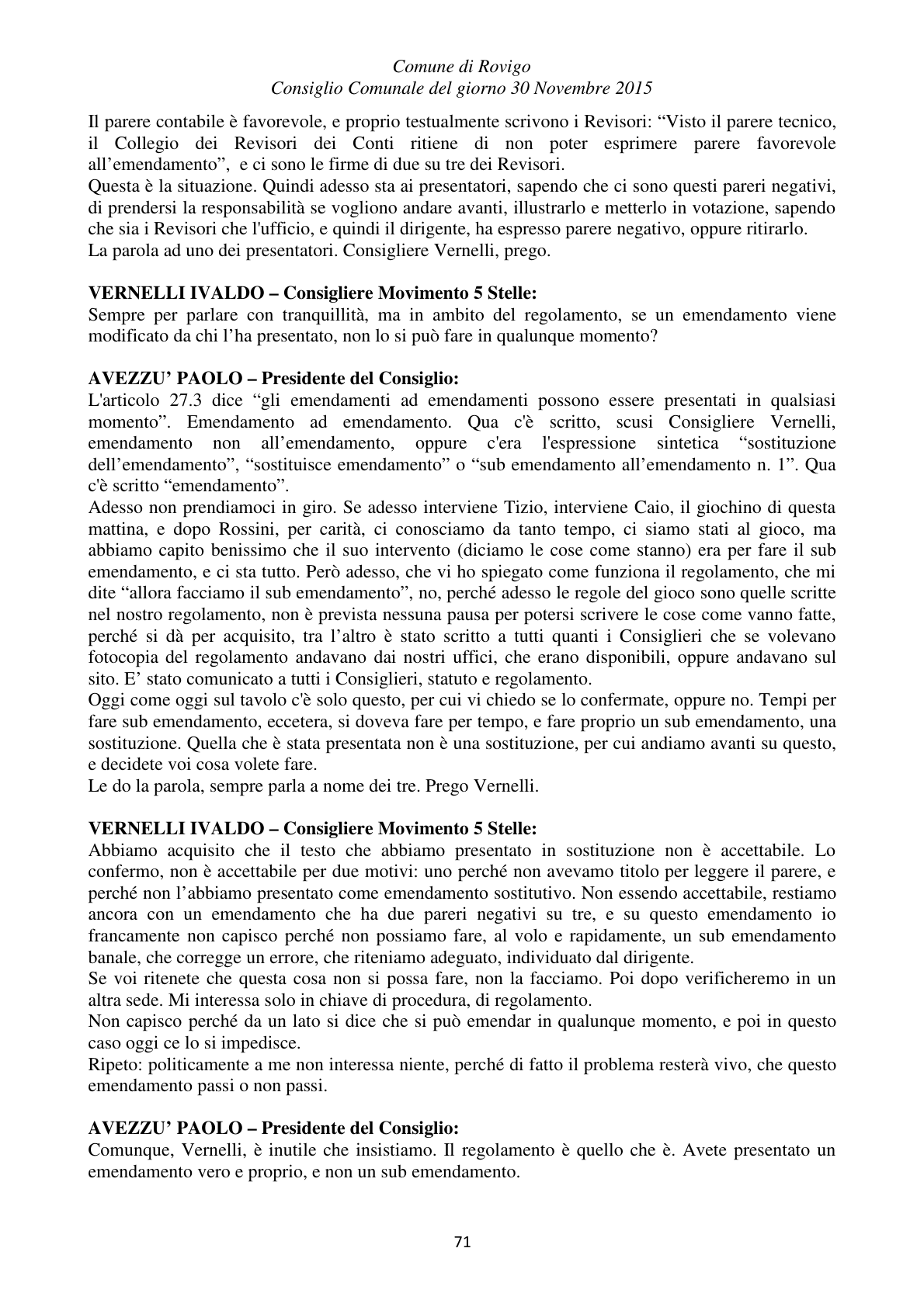 Pagina 71 del verbale