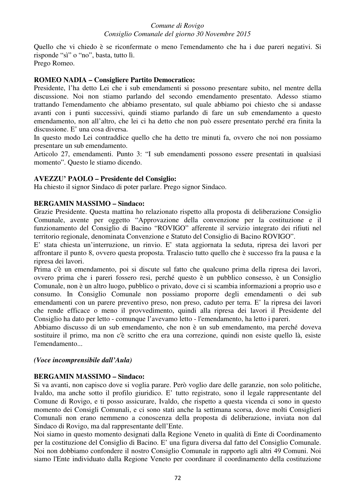 Pagina 72 del verbale
