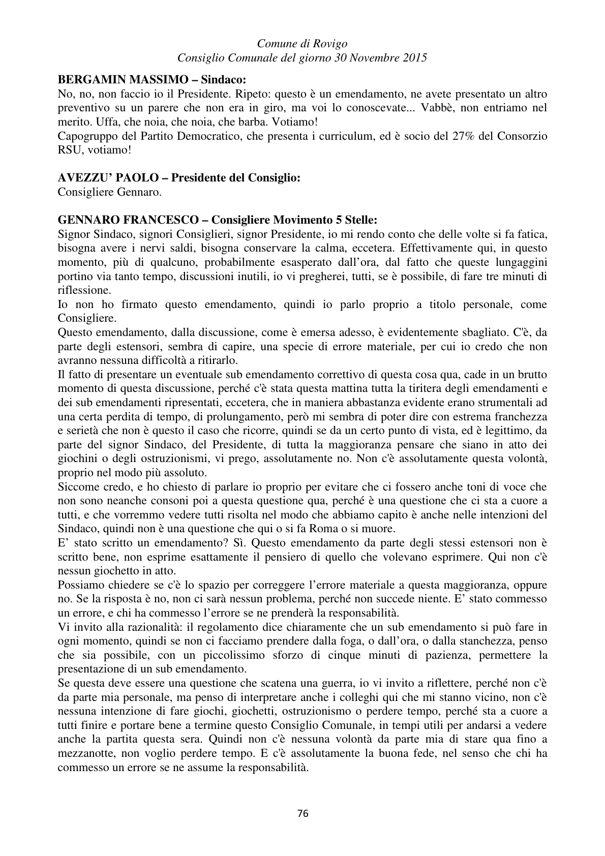 Pagina 76 del verbale