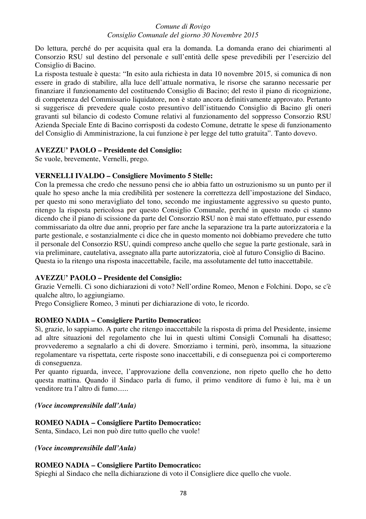 Pagina 78 del verbale