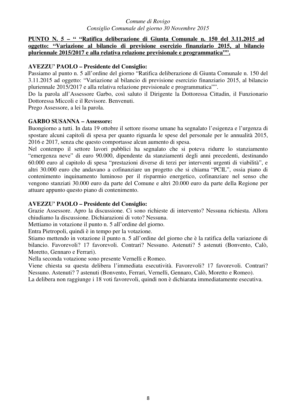 Pagina 8 del verbale