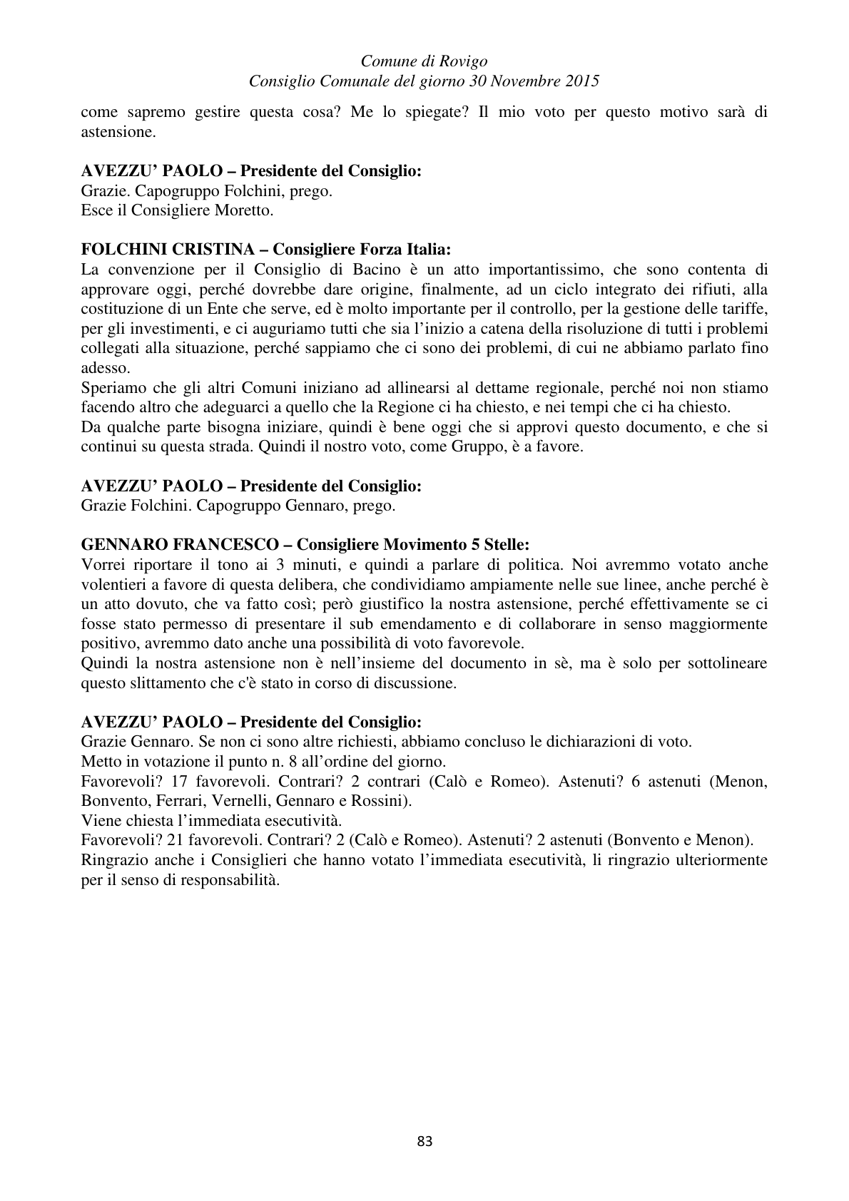 Pagina 83 del verbale