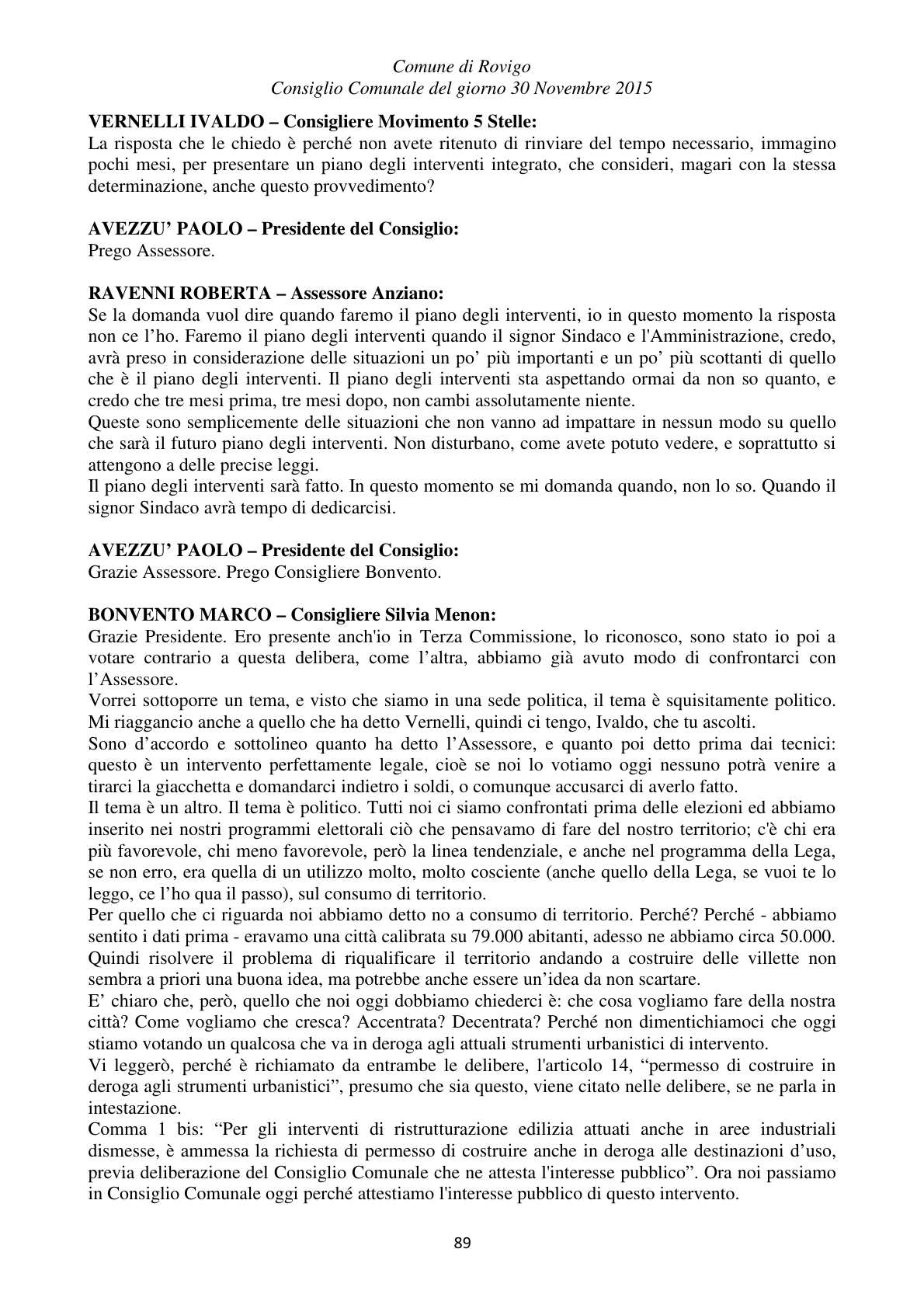 Pagina 89 del verbale